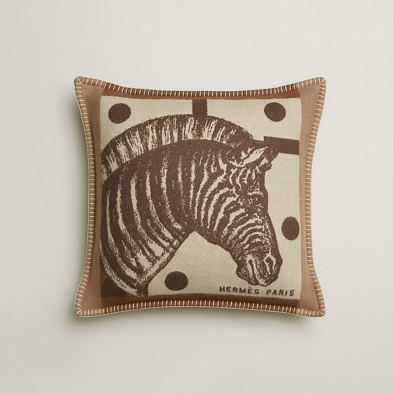 Zebre Zig Zag pillow - Brown | Hermès USA